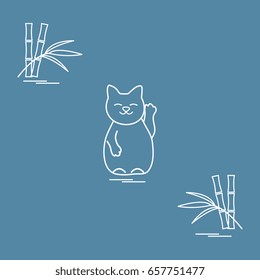 Stylized icon of japanese lucky cat Maneki Neko. Travel and leisure. Design for banner, poster or print.