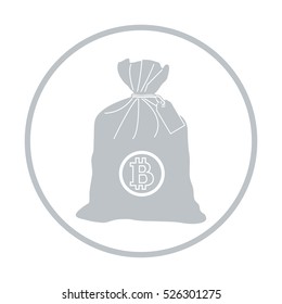 Stylized icon of a knotted bag with money. Design for banner, poster or print.