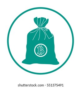 Stylized icon of a knotted bag with money. Design for banner, poster or print.