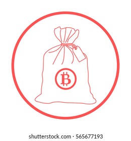 Stylized icon of a knotted bag with money. Design for banner, poster or print.