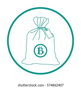 Stylized icon of a knotted bag with money. Design for banner, poster or print.
