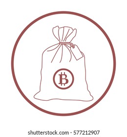 Stylized icon of a knotted bag with money. Design for banner, poster or print.