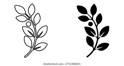 Icono estilizado de una rama frondosa, como el laurel o el olivo, que simboliza la paz, la victoria y la prosperidad. Emblema universal a menudo asociado con la bendición y la naturaleza.
