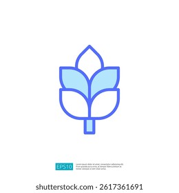 Stylized Icon of Leaves Representing Farming and Agriculture in a Minimalist Design