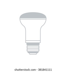 Stylized icon of light bulb on white background