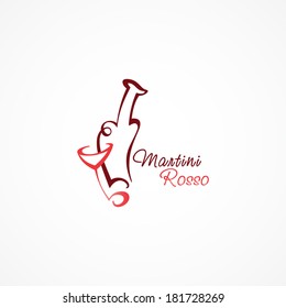 stylized icon martini rosso