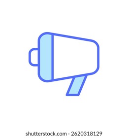 Icono estilizado de un megáfono que representa estrategias de comunicación y marketing para un anuncio público efectivo y participación en medios digitales