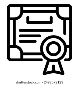 Stylized icon of an official certificate with a stamp showing a successful completion