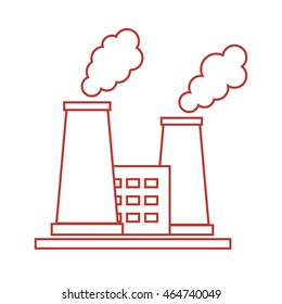 Stylized icon of the oil refinery plant with smoking chimneys on a white background