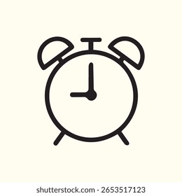 Ícone estilizado de um despertador antigo. Perfeito para designs que precisam de um toque de nostalgia, visuais de gerenciamento de tempo ou temas relacionados ao sono.