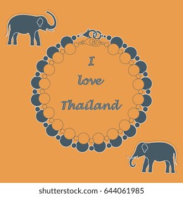 Stylized icon of pearl necklace and elephants. Eastern collection. Design for banner, poster or print.