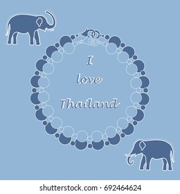Stylized icon of pearl necklace and elephants. Eastern collection. Design for banner, poster or print.