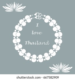 Stylized icon of pearl necklace and lilies. Design for banner, poster or print.