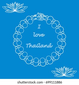 Stylized icon of pearl necklace and lilies. Design for banner, poster or print.