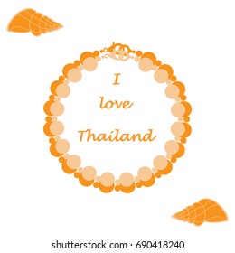 Stylized icon of pearl necklace and shell. Design for banner, poster or print.