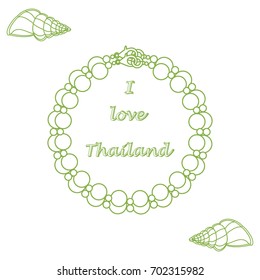 Stylized icon of pearl necklace and shell. Design for banner, poster or print.