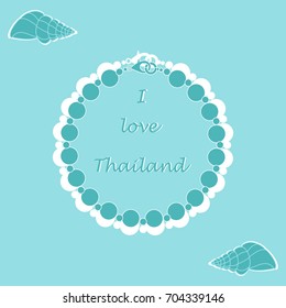 Stylized icon of pearl necklace and shell. Design for banner, poster or print.