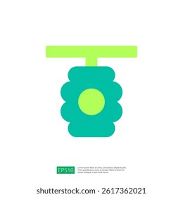 Stylized Icon Representing Irrigation System in Farming with Green and Blue Colors