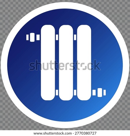 Stylized Icon Representing a Modern Heating Radiator in a Blue Circular Design