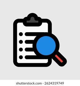 Stylized icon representing research, inspection, or detailed analysis, suitable for technology, business, or medical content.