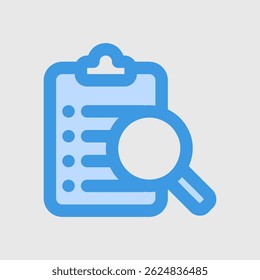 Stylized icon representing research, inspection, or detailed analysis, suitable for technology, business, or medical content.