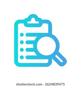 Ícone estilizado que representa pesquisa, inspeção ou análise detalhada, adequado para tecnologia, negócios ou conteúdo médico.