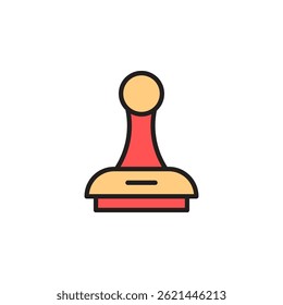 Icono estilizado de un sello de goma en Colores rojos y amarillos para papelería de oficina e impresión de documentos