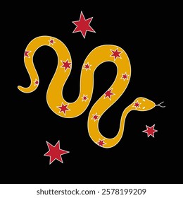 Stylized Icon of a Snake that Incorporates Stars for a Unique and Attractively Artistic Design