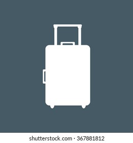 Stylized icon of a suitcase in white on a colored background