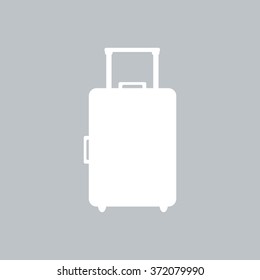 Stylized icon of a suitcase in white on a colored background