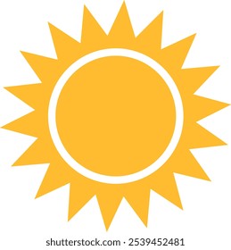 Stylized icon of a sun with a central circle and pointed rays extending outward, representing sunshine or good weather.