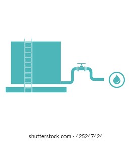 Stylized icon of the tank with oil and a pipe with a valve on a white background