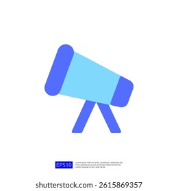 Stylized Icon of a Telescope, Symbolizing Science and Education for Exploration and Observation in a Modern Design