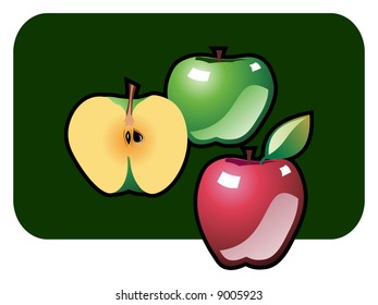 Stylized icon of three apples.