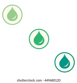 Stylized icon of the three colored drops of fuel in circles on a white background