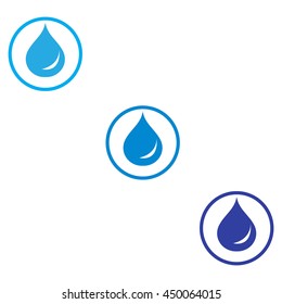 Stylized icon of the three colored drops of fuel in circles on a white background