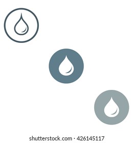 Stylized icon of the three colored fuel droplets silhouette in circles on a white background