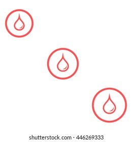 Stylized icon of the three colored fuel droplets silhouette in circles on a white background