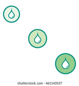 Stylized icon of the three colored fuel droplets silhouette in circles on a white background