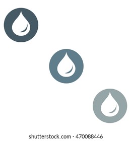 Stylized icon of the three colored fuel droplets silhouette in circles on a white background