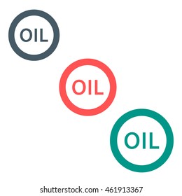 Stylized icon of the three inscription oil on a white background