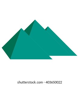 Stylized icon three pyramids of Egypt on white background