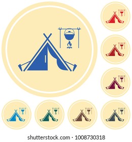 Stylized icon of tourist tent. Vector illustration

