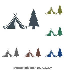 Stylized icon of tourist tent. Vector illustration