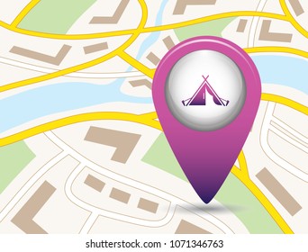 Stylized icon of tourist tent. Vector illustration