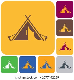 Stylized icon of tourist tent. Vector illustration