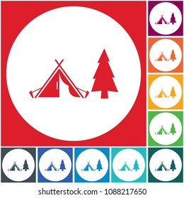 Stylized icon of tourist tent. Vector illustration

