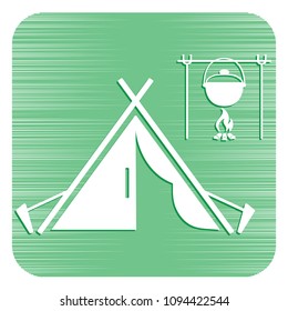 Stylized icon of tourist tent. Vector illustration

