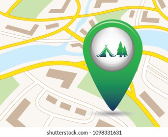 Stylized icon of tourist tent. Vector illustration

