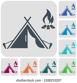 Stylized icon of tourist tent. Vector illustration


